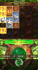 Leprechaun Riches · Penyesuaian parameter taruhan pada bilah kontrol
